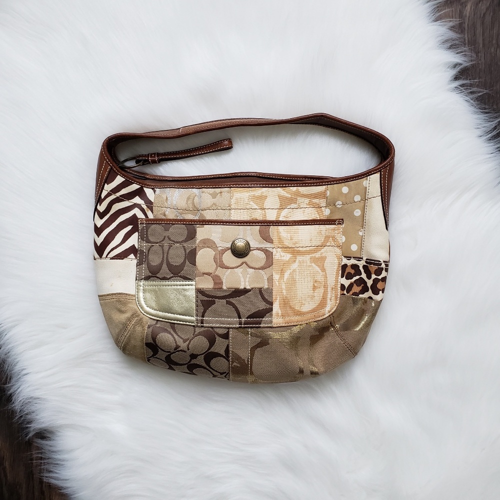 Vintage Multi Pattern Coach Patchwork Handbag Purse